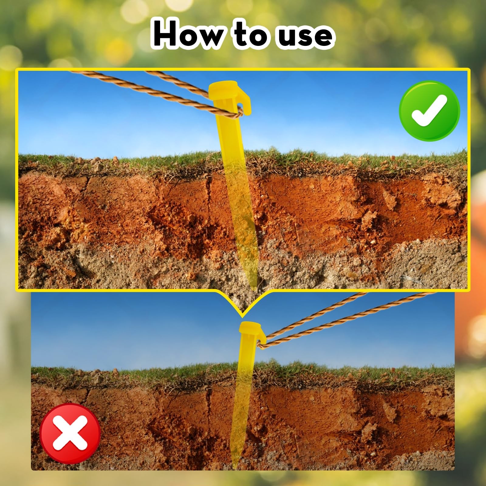 16 PCS Plastic Tent Stakes,5.7 Inch Pegs Serrated Edges Heavy Duty Yellow