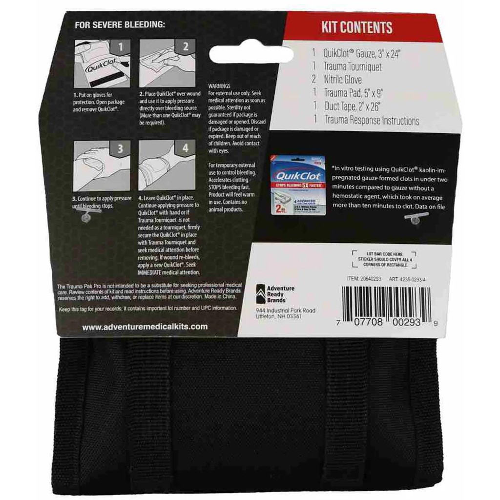 Adventure Trauma Pak Pro QuikClot & Tourniquet