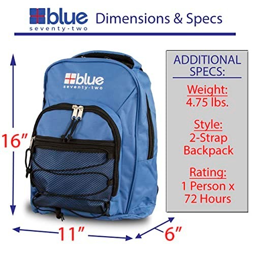 72-Hour Emergency Survival Backpack Kit for 1 Person | Wildfire, Earthquake, Hur