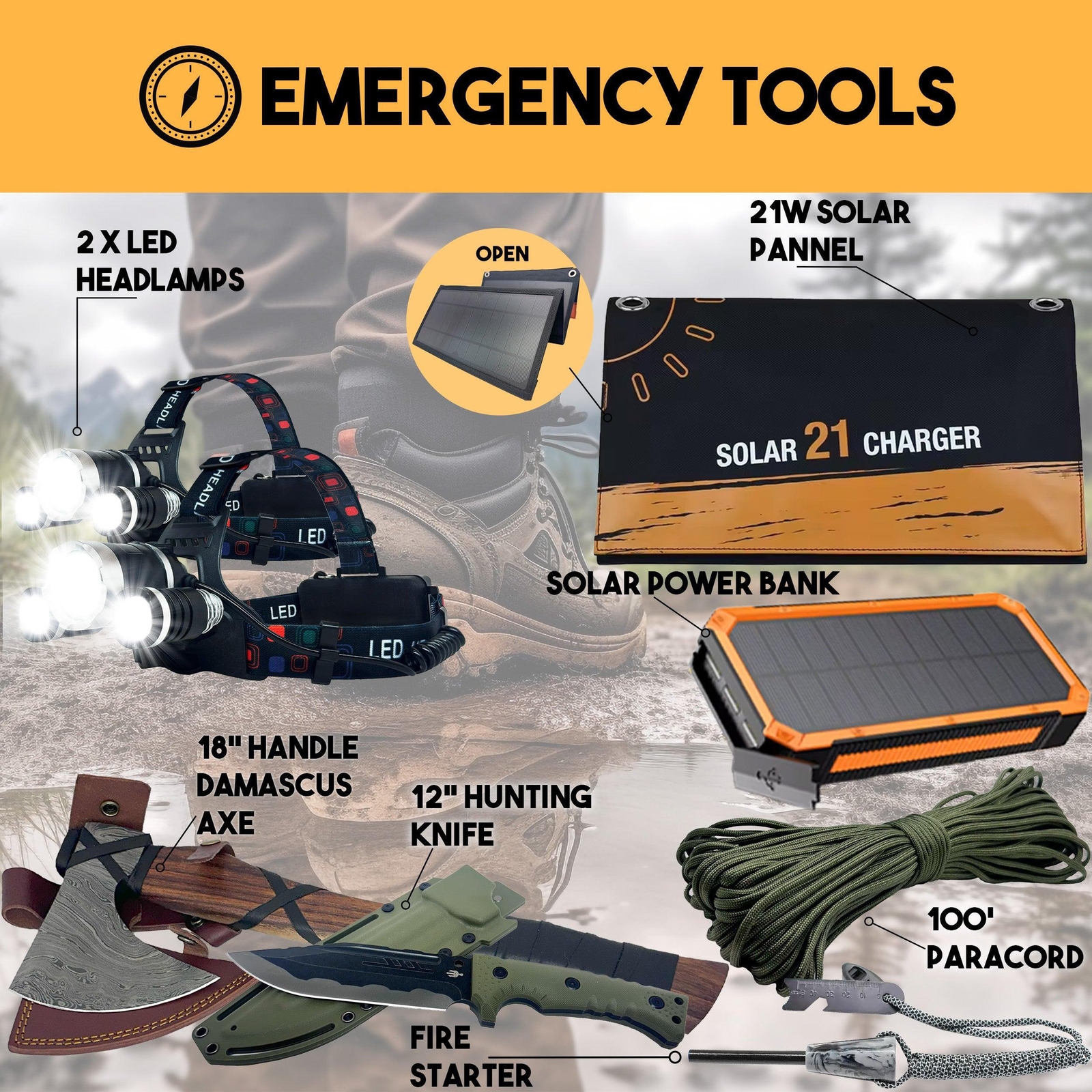 Premium 2 Person 5 Day Solar Bug Out Bag