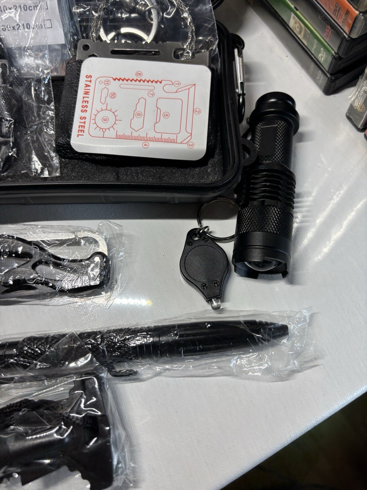 Waterproof Black Survival Kit w/ 140x210cm Blanket, Flashlight etc