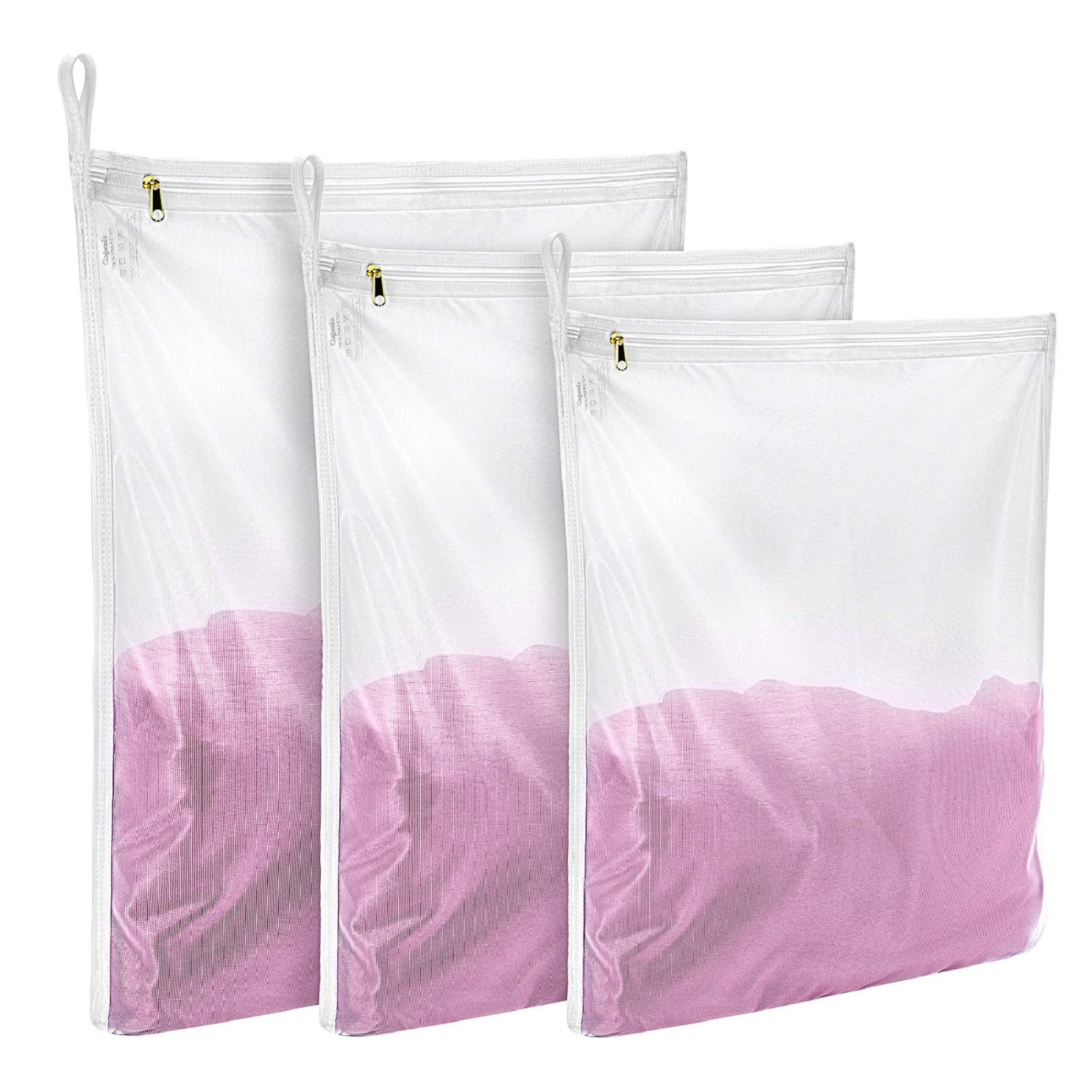 GOGOODA Delicates Laundry Bags, 3 set (1 Medium, 1 Large, 1Xlarge), White