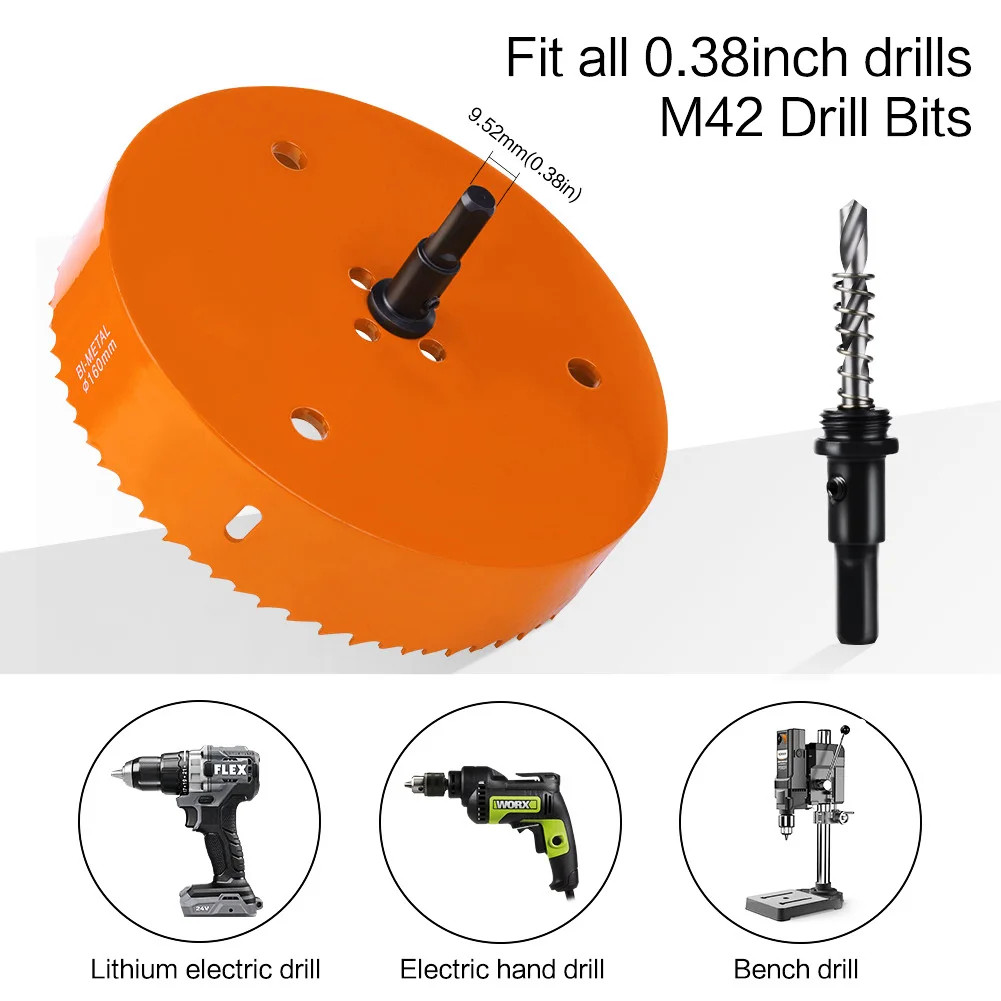 1pc 15-200mm M42 HSS Steel Drilling Hole Saw Drill Bit Bi-Metal for Aluminum Iro