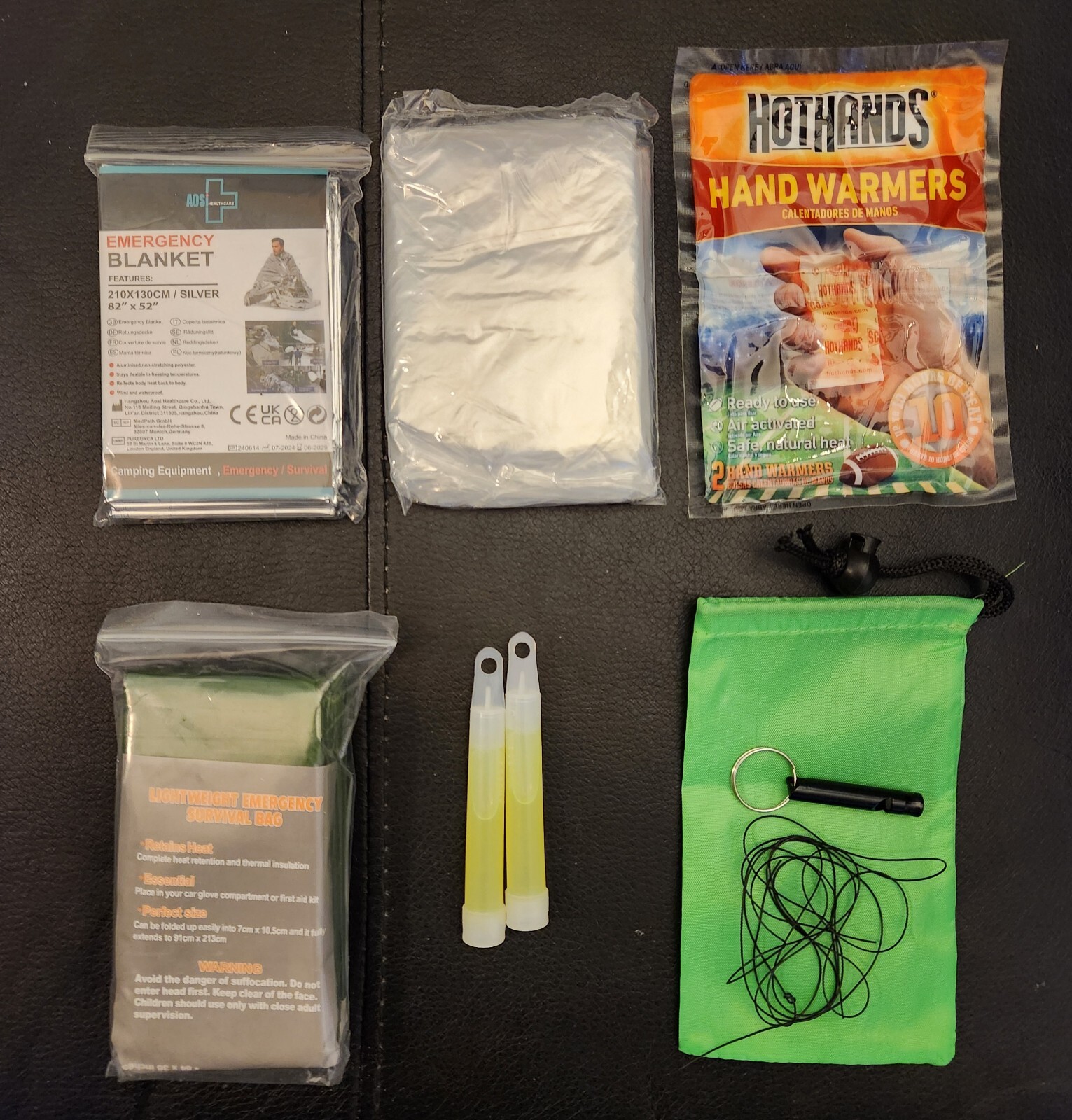 Cold Weather Car Emergency Kit – Warmers Bag Blanket Poncho Light Sticks & More!