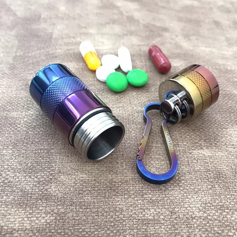 Titanium Portable Waterproof Storage Pill Case Box Capsule Seal Container Tank