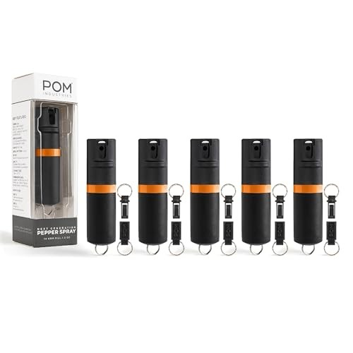 Premium Pepper Spray Keychain, Quick Release Black Orange 5 Pack (Save 25%)