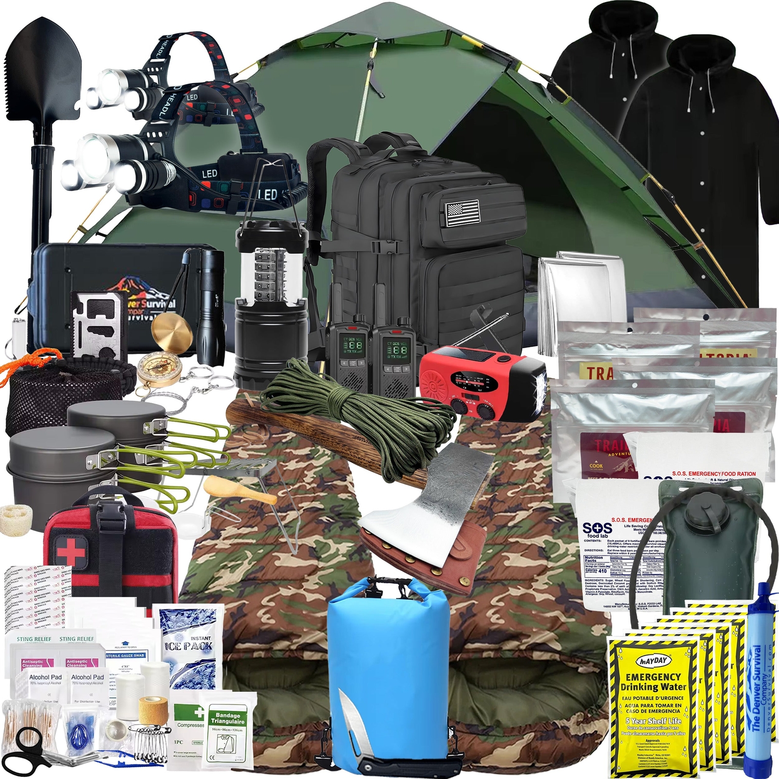 2 Person 5 Day Survival Bag with Survival Tools and Camping Equipment