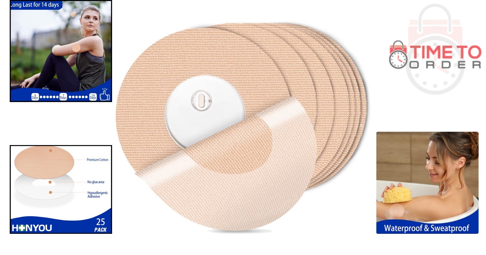 25Pack Waterproof Cotton Sensor Covers for Libre 3 Adhesive Patches