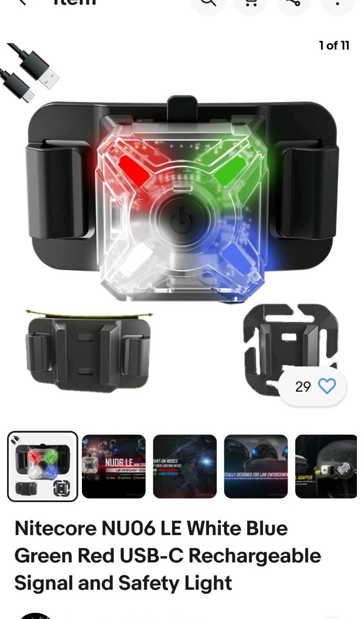 Nitecore NU06 LE White Blue Green Red USB-C Rechargeable Signal and Safety Light