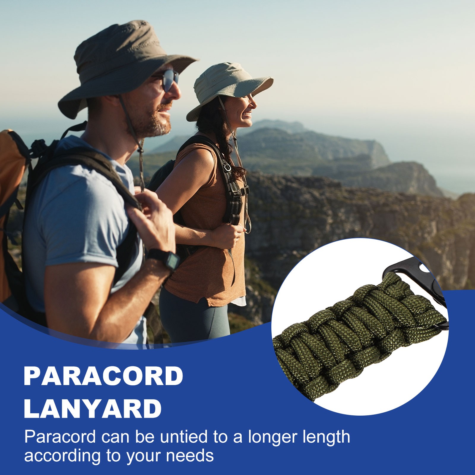 2Pcs Paracord Lanyard, Strong Lanyard with USA Flag, Olive Green