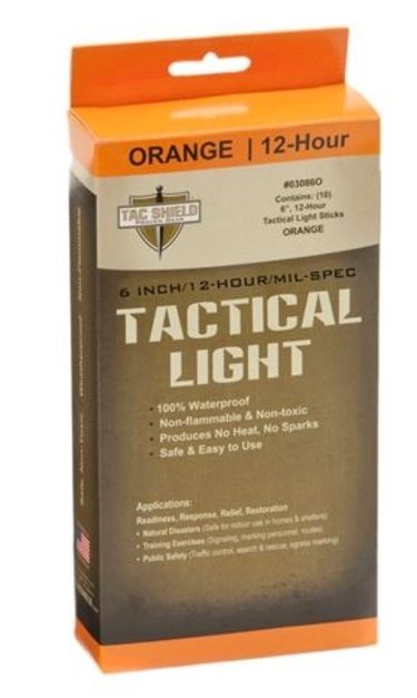 Tac Shield Tactical 12 Hour Light Stick, Orange, 10 Pack 03086O Survival Gear
