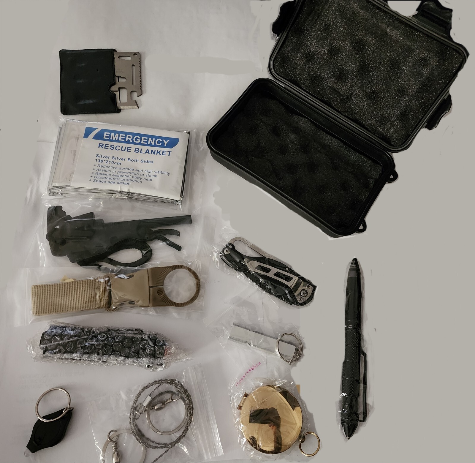 TopSS 11-item Basic EDC Survival Kit (Black Storage Box)