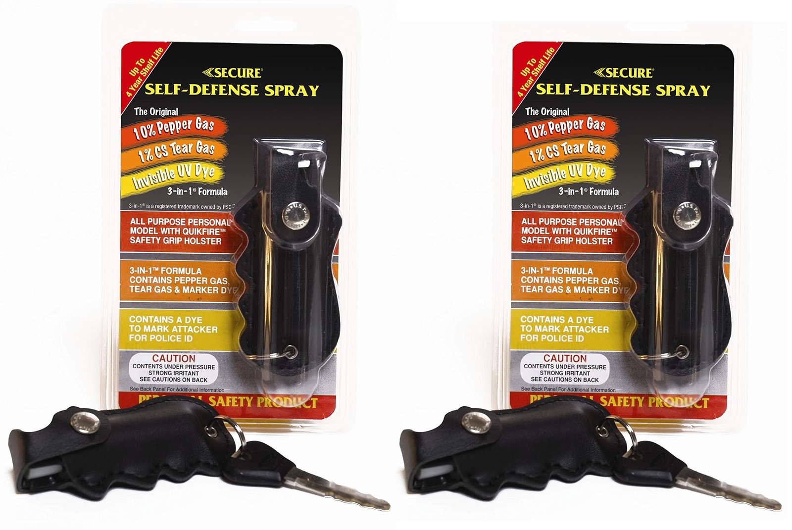 Pepper Defense 2-PACK Pepper Spray Max Strength 10% OC Black Grip Holster