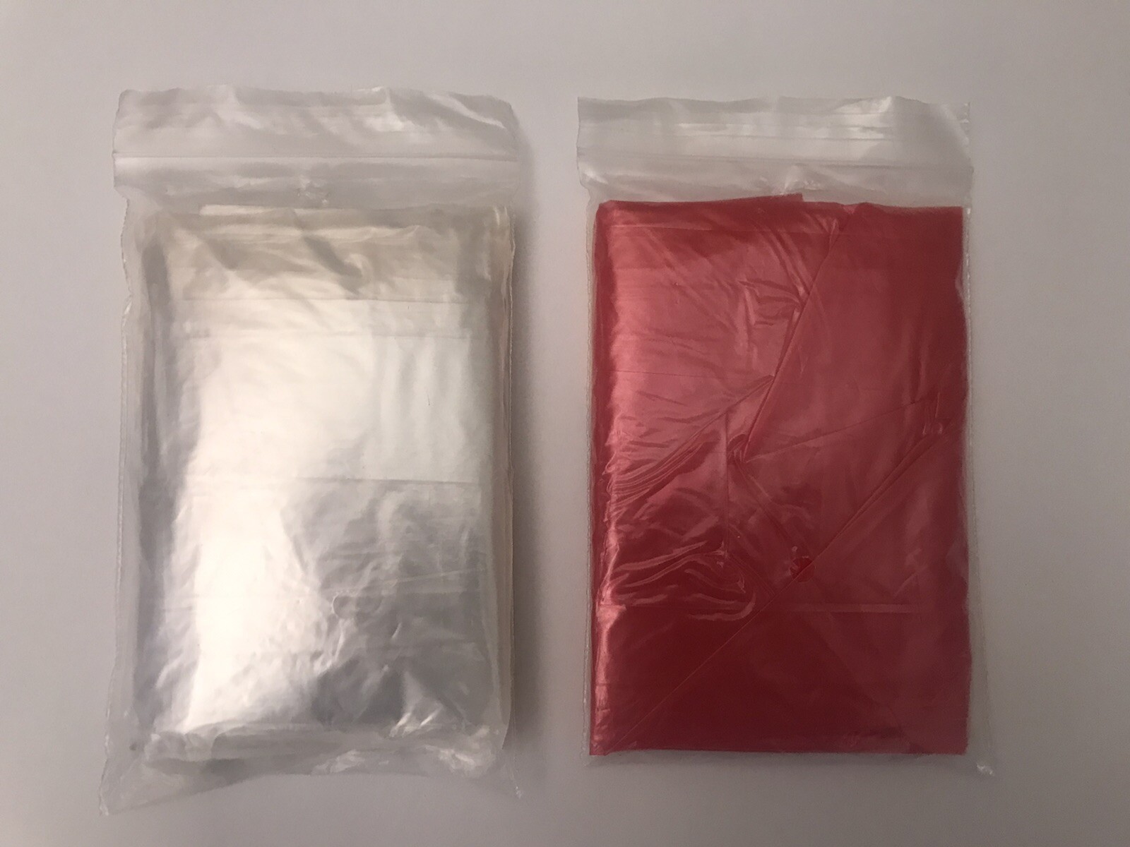 Lot of 2 Sports Afield Emergency Plastic Poncho Clear and Red