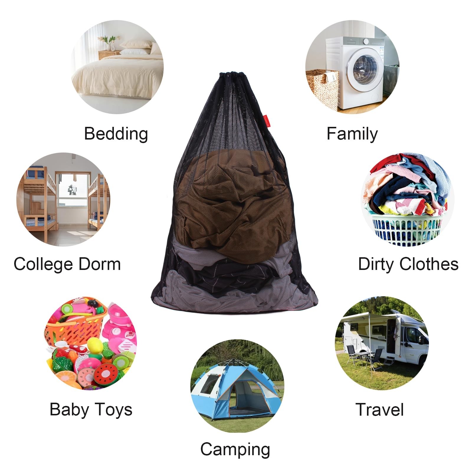 DuomiW 2 Pack Mesh Laundry Bags, 24 x 36 Inches Heavy 24 x 36 Inches, Black