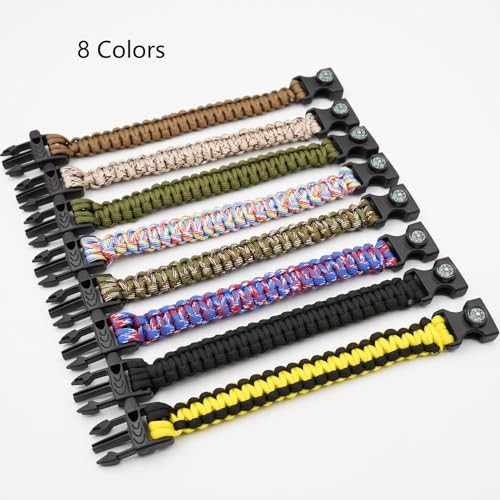 8 Pack Emergency Survival Bracelet with Whistle and Compass,Survival