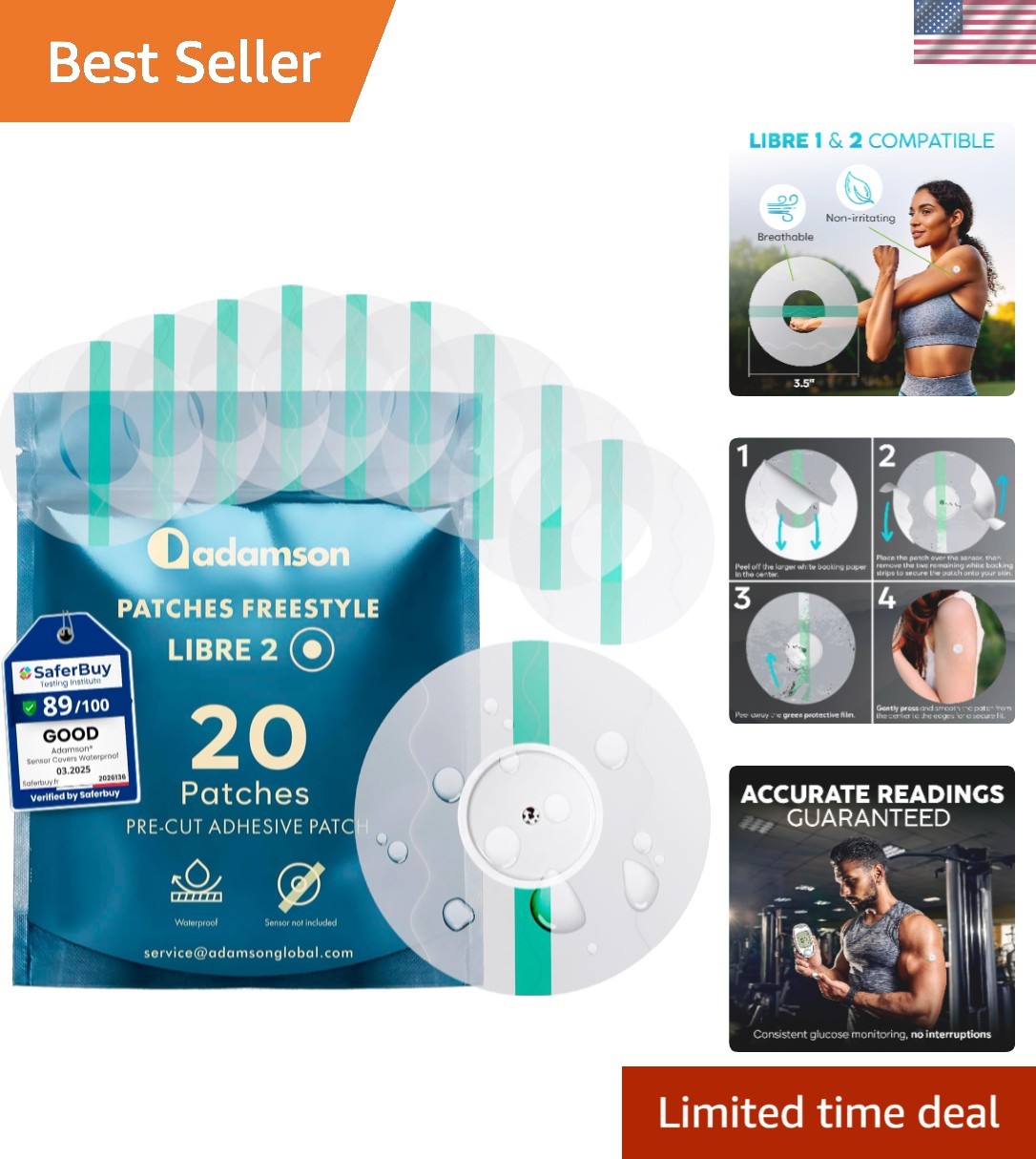 Freestyle Libre 2 Waterproof Sensor Covers – Pack of 20 Transparent Patches