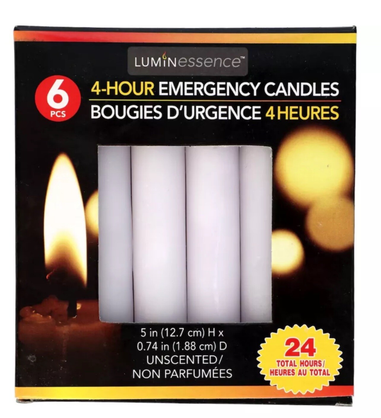 Luminessence 12 Count Emergency Candles Long Lasting Dinner Survival Unscented
