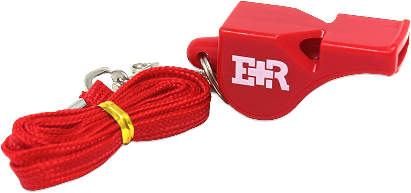 Ever Ready First Aid Lifeguard Coach Sports Whistle with Lanyard Red – 3 Pack