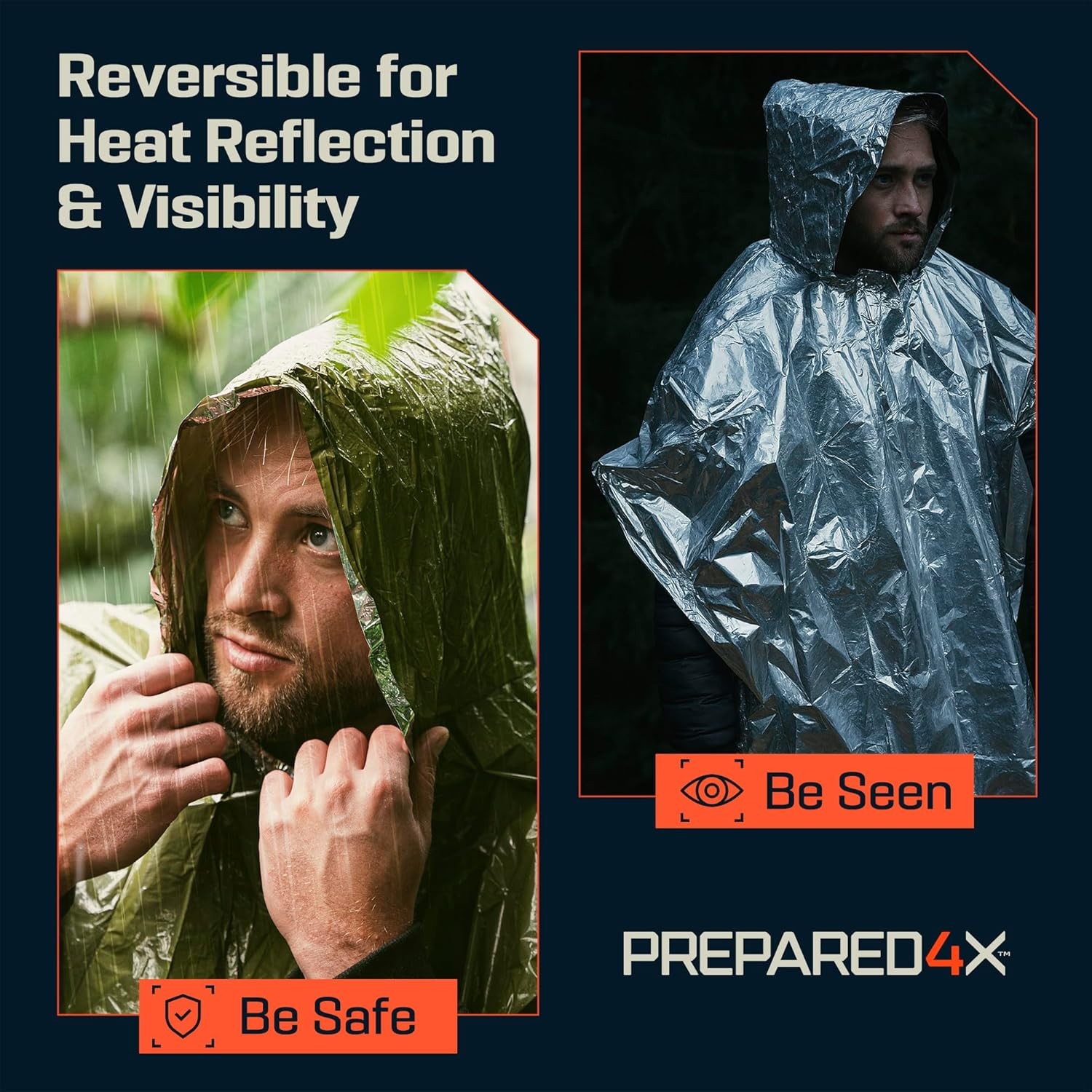 PREPARED4X Emergency Mylar Blanket Waterproof Wind-Resistant Outdoor Camping