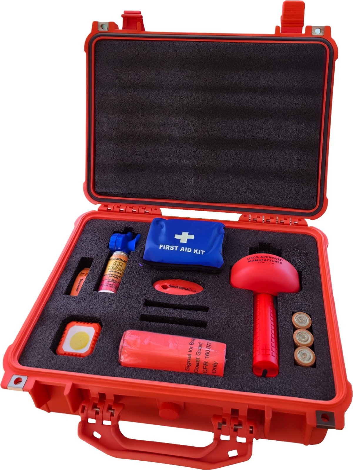 Complete Boating Safety SOS Kit – Visual, Audible, First Aid System – USCG Appro