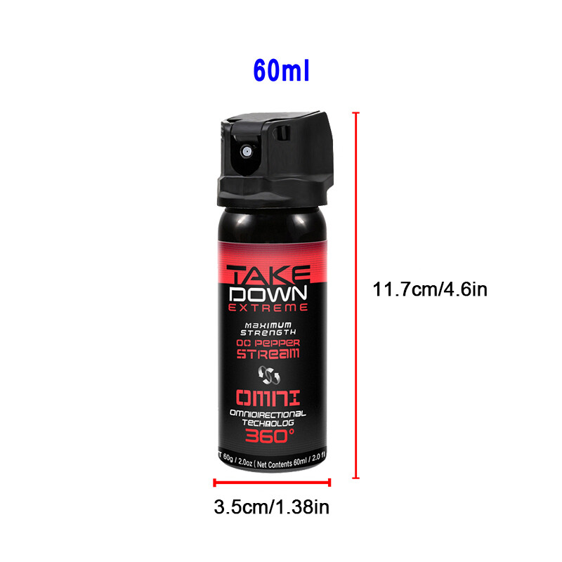 1/3/5 Pack Mace Take Down Omni 360 Pepper Spray 60ml 2oz Self Defense Protection