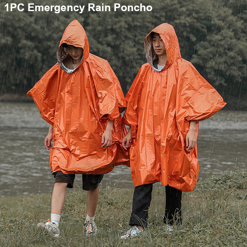 1pc Emergency Rain Poncho Survival Gear Equipment Waterproof Camping Outdoor