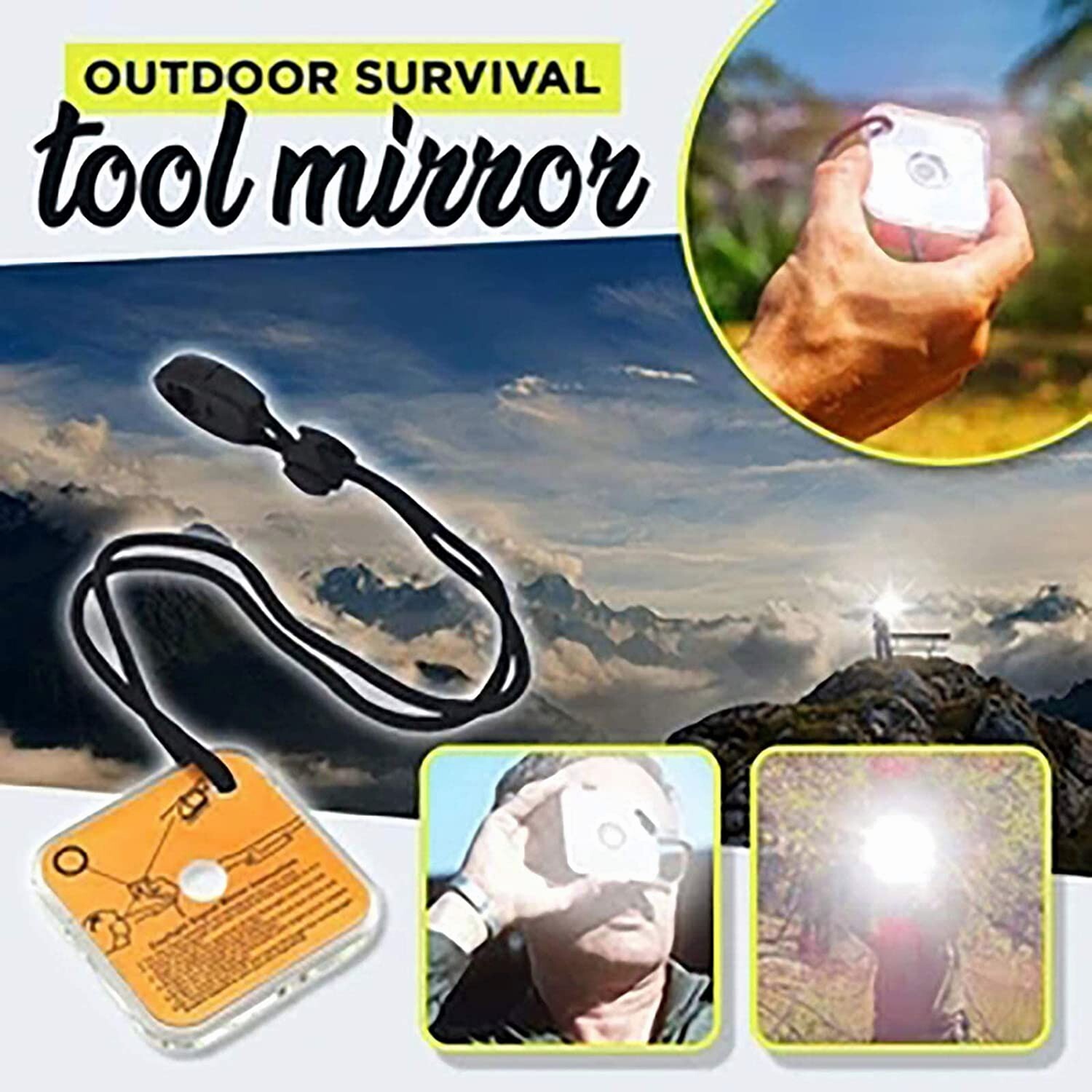 5 pieces of survival signal mirrors, military reflective signal with whistle