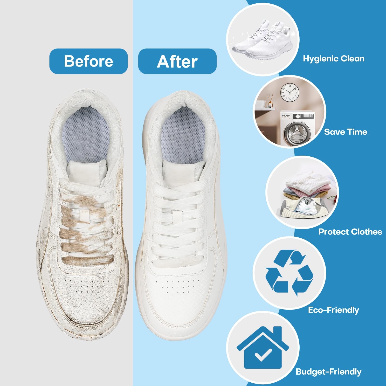 Shoe Washing Machine Bag: Laundry Bag for 7″L x 7″W x 15″H, Cream 2pcs