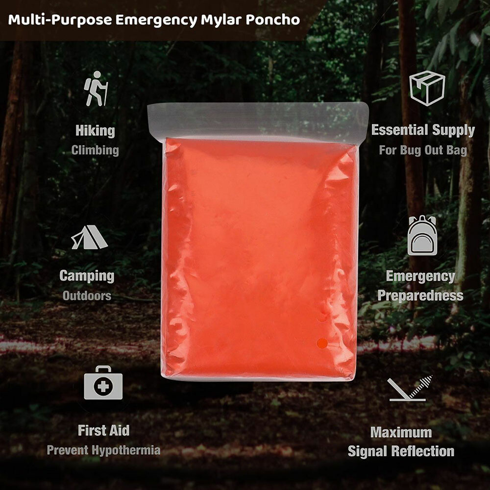 Green Polyethylene Wet Weather Rain Poncho Military Style Tarp Shelter Bivy Tent