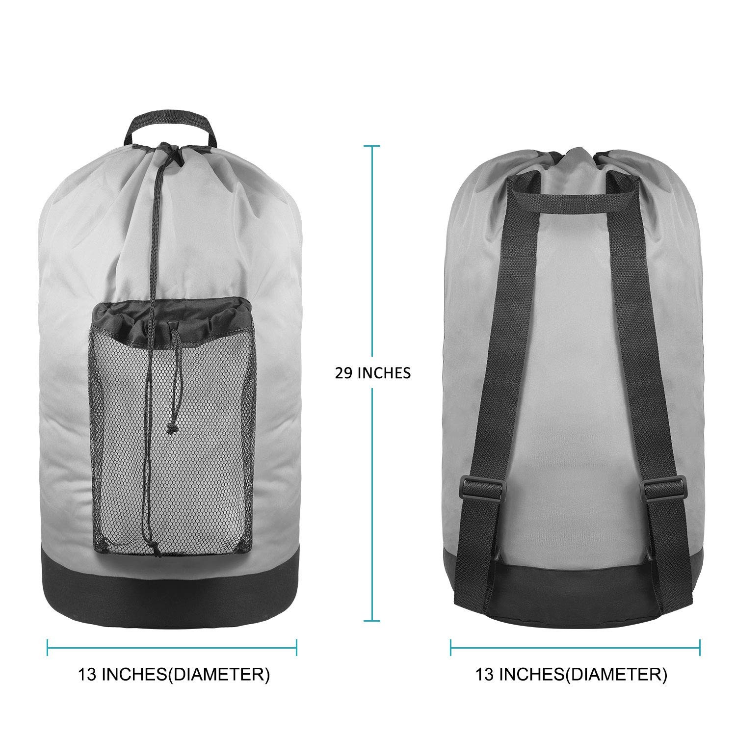 Dalykate Backpack Laundry Bag, with Shoulder Large, Grey