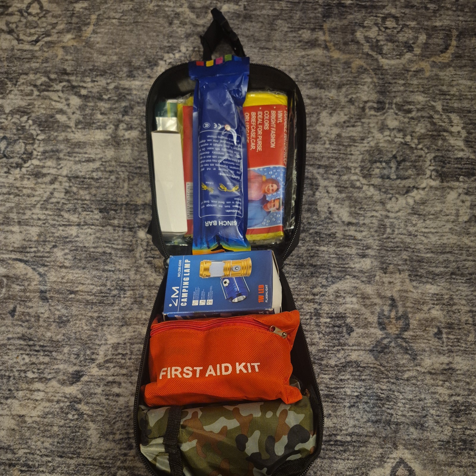 200 piece survival kit first aid kit survival gear, SOS gear tool with pouch
