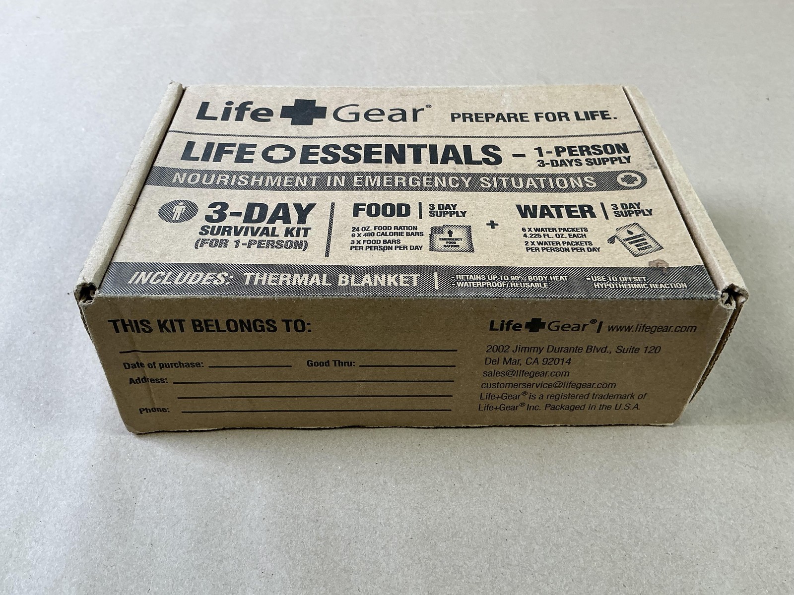 Life+Gear Life Essentials 3-Day Survival Kit 1 Person Food Water