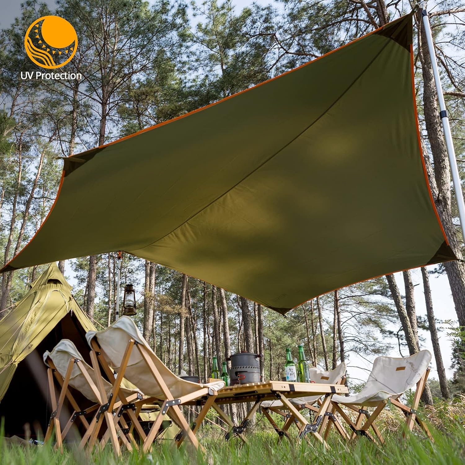 FREE SOLDIER Waterproof Portable Tarp 10×12ft, Greenish Brown 10×12ft