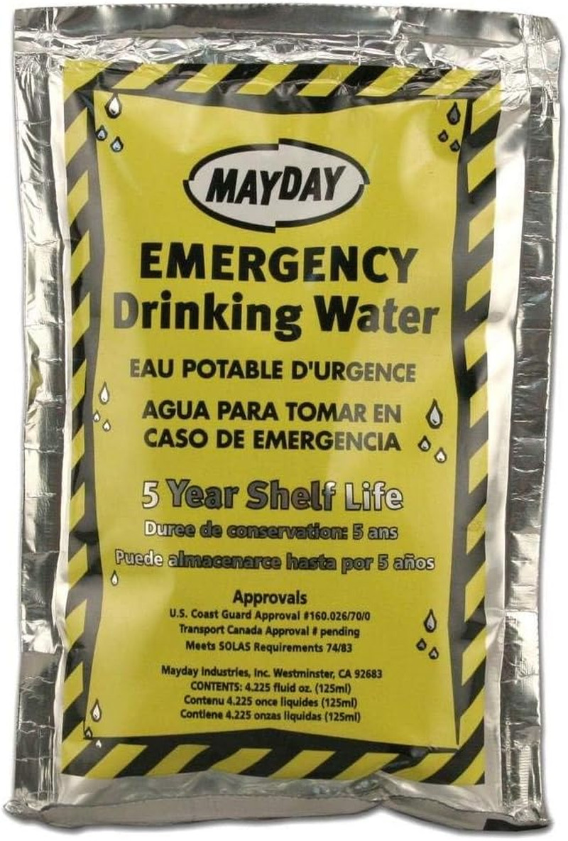 100 Emergency Water Pouches for Survival, Backpacking & Preparedness