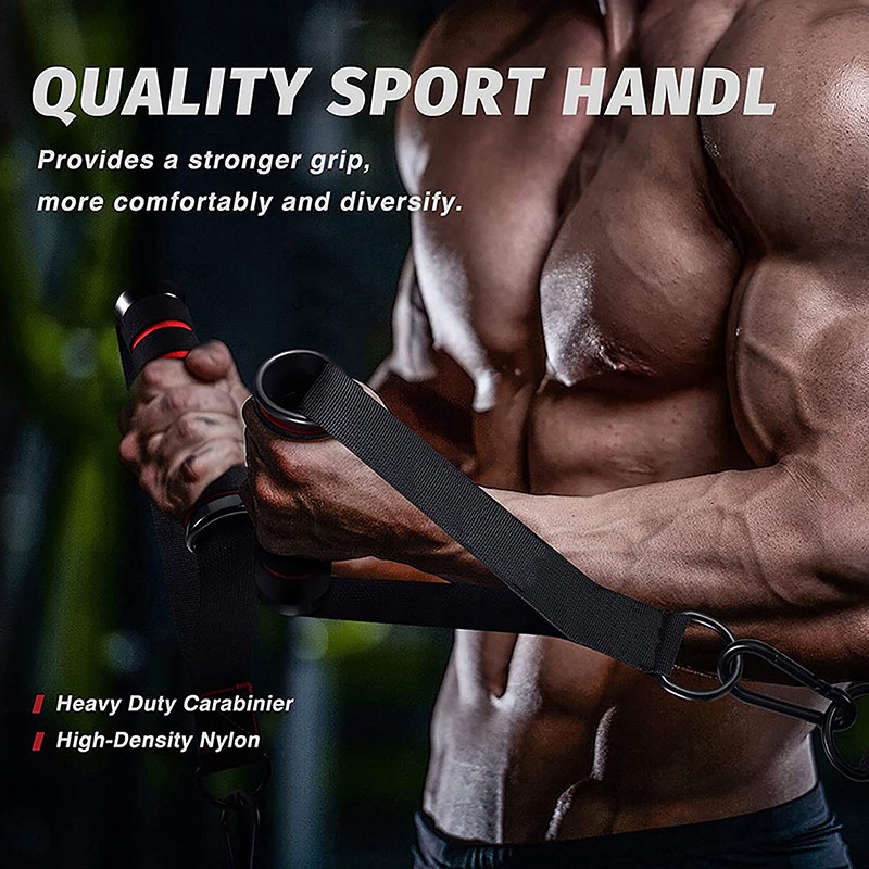 D-Ring Metal Gym Handles Grip Workout Home Resistance Bands Fitness Accessories