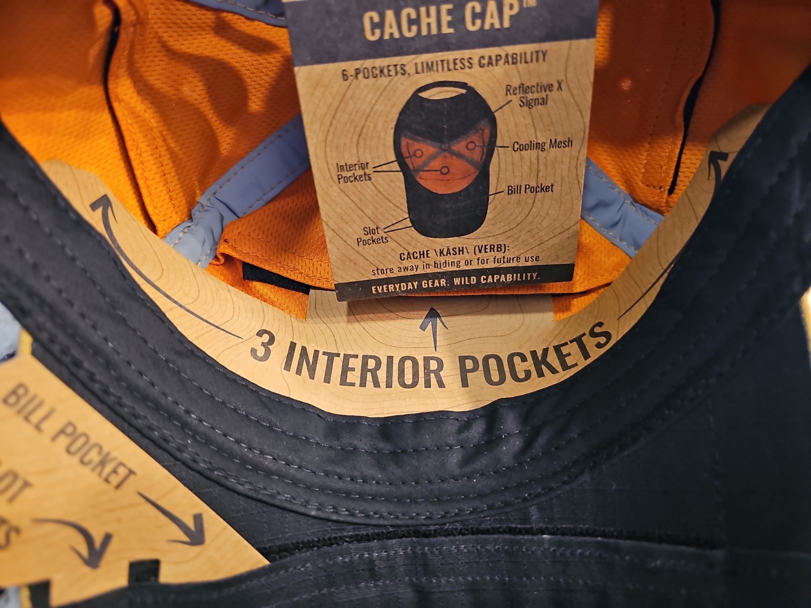 Wazoo Patch Cache Cap – 6 Secret Pocket Hat (Coyote Brown) Updated Version