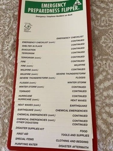 emergency preparedness flip chart (flipper) w/magnets on back, easy to use 