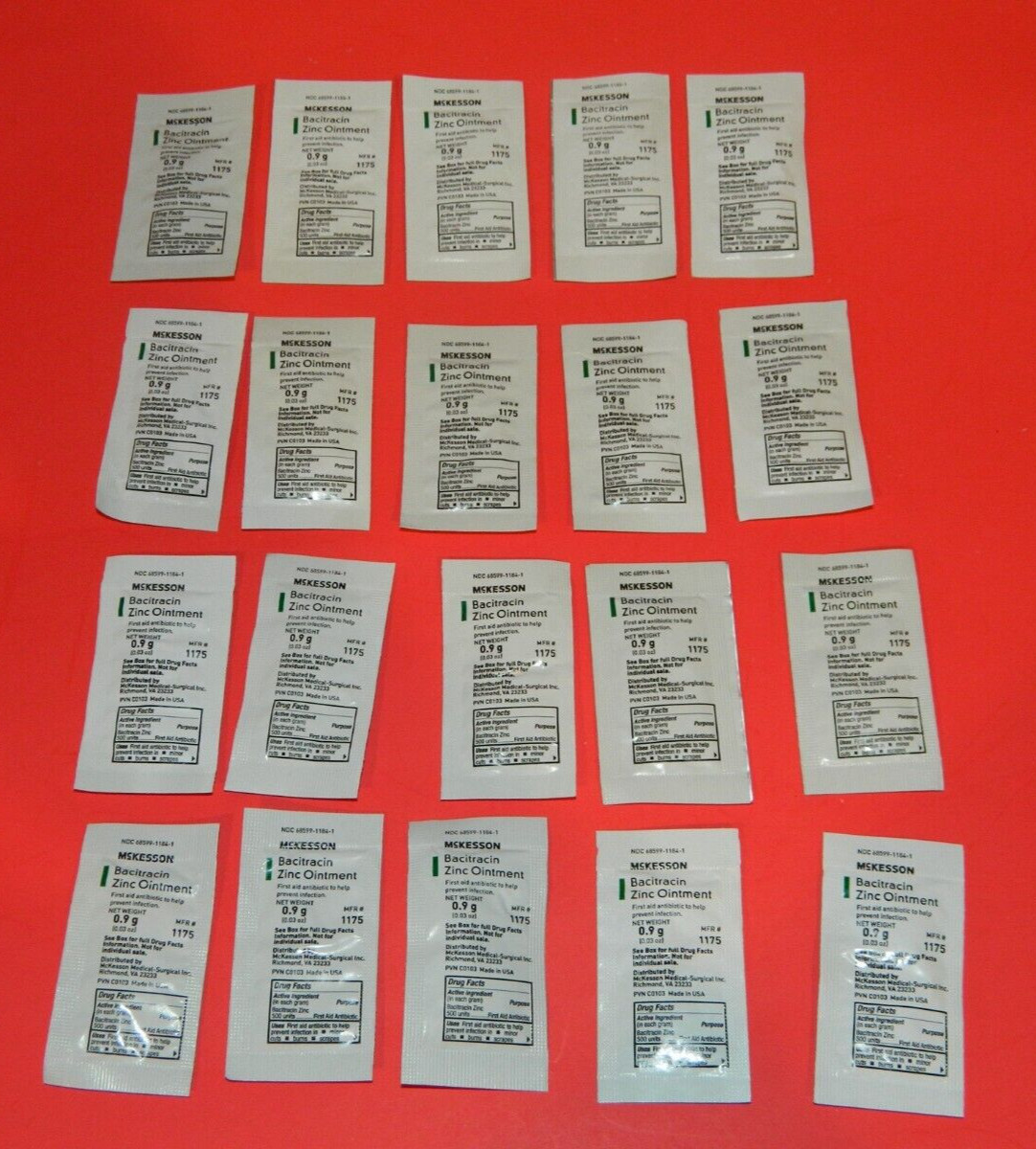 20 Bacitracin Zinc Ointment Packets First Aid Vacuum Sealed