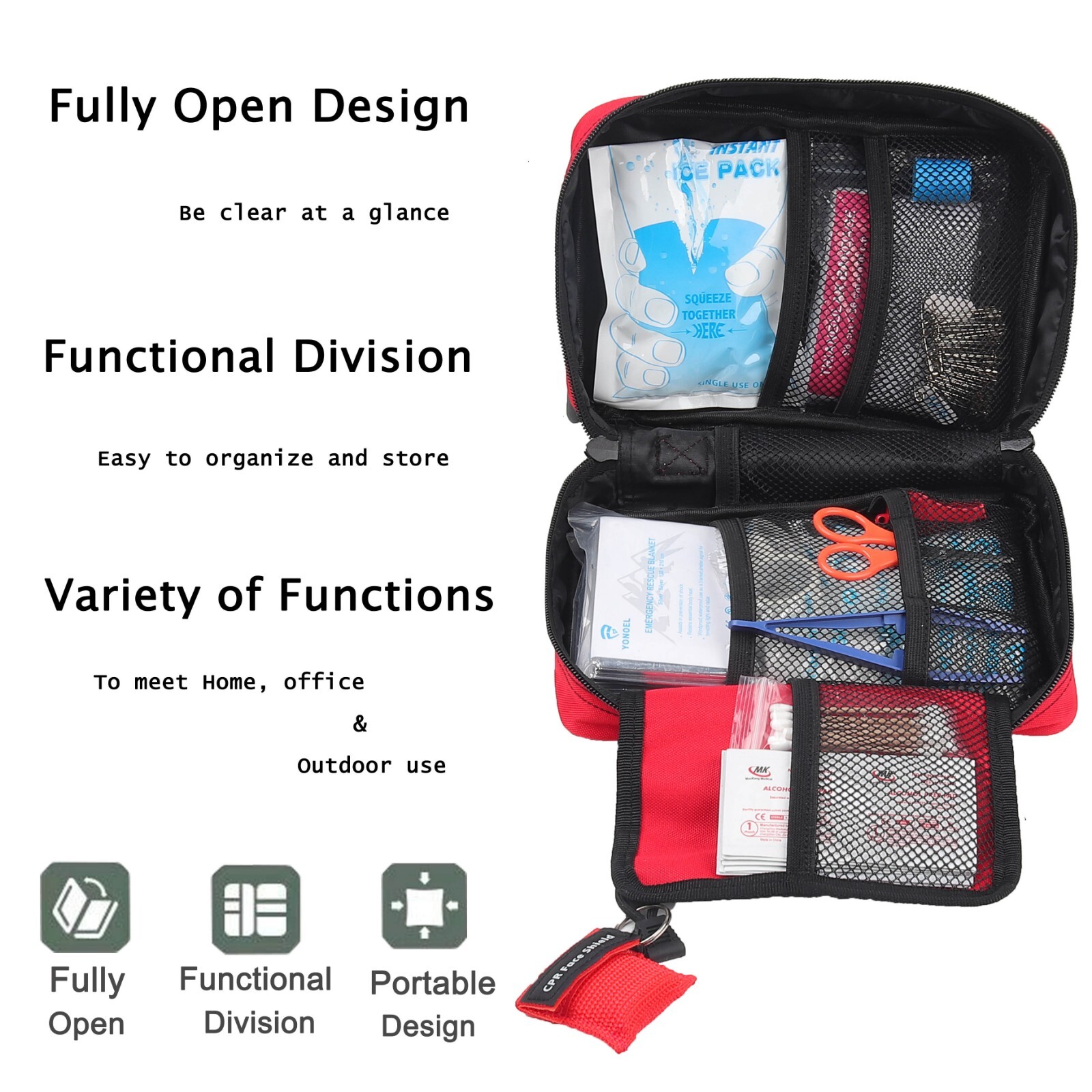 170 Pcs Botiquines de primeros auxilios Supervivencia Emergencia Trauma Viajes