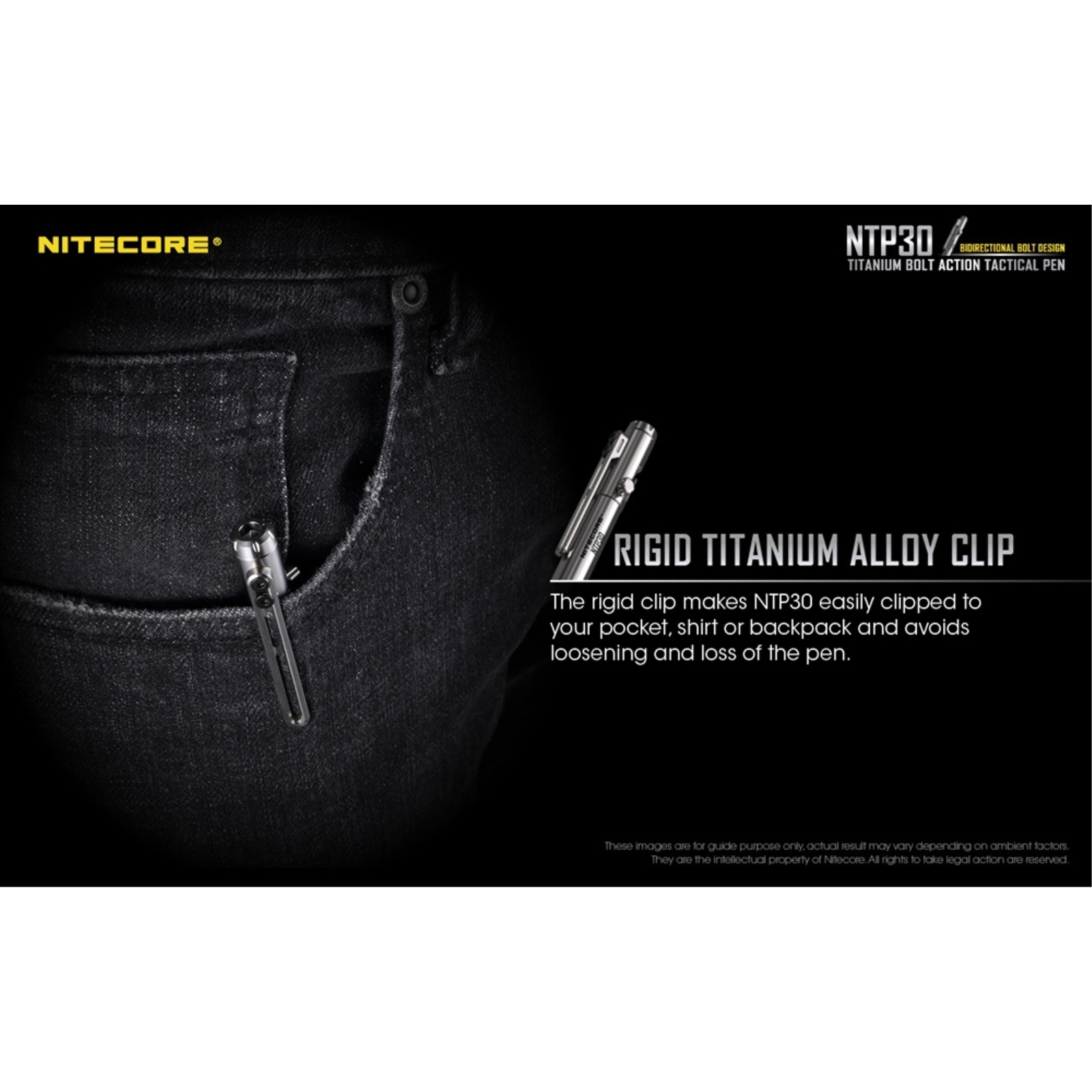 ~NEW~ Nitecore NTP30 Titanium Bidirectional Bolt Action Tactical Pen