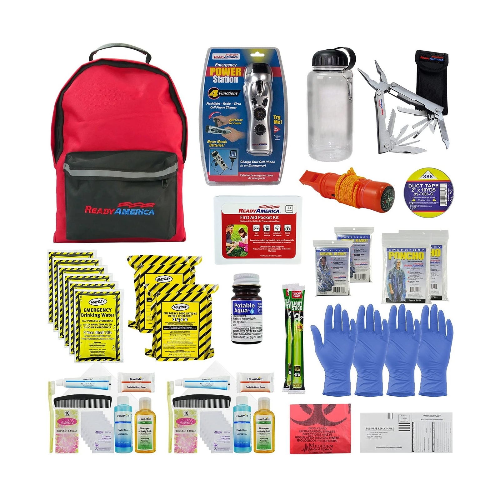 Ready America 72 Hour Deluxe Emergency Kit, 2-Person 3-Day Backpack & 70280 7…