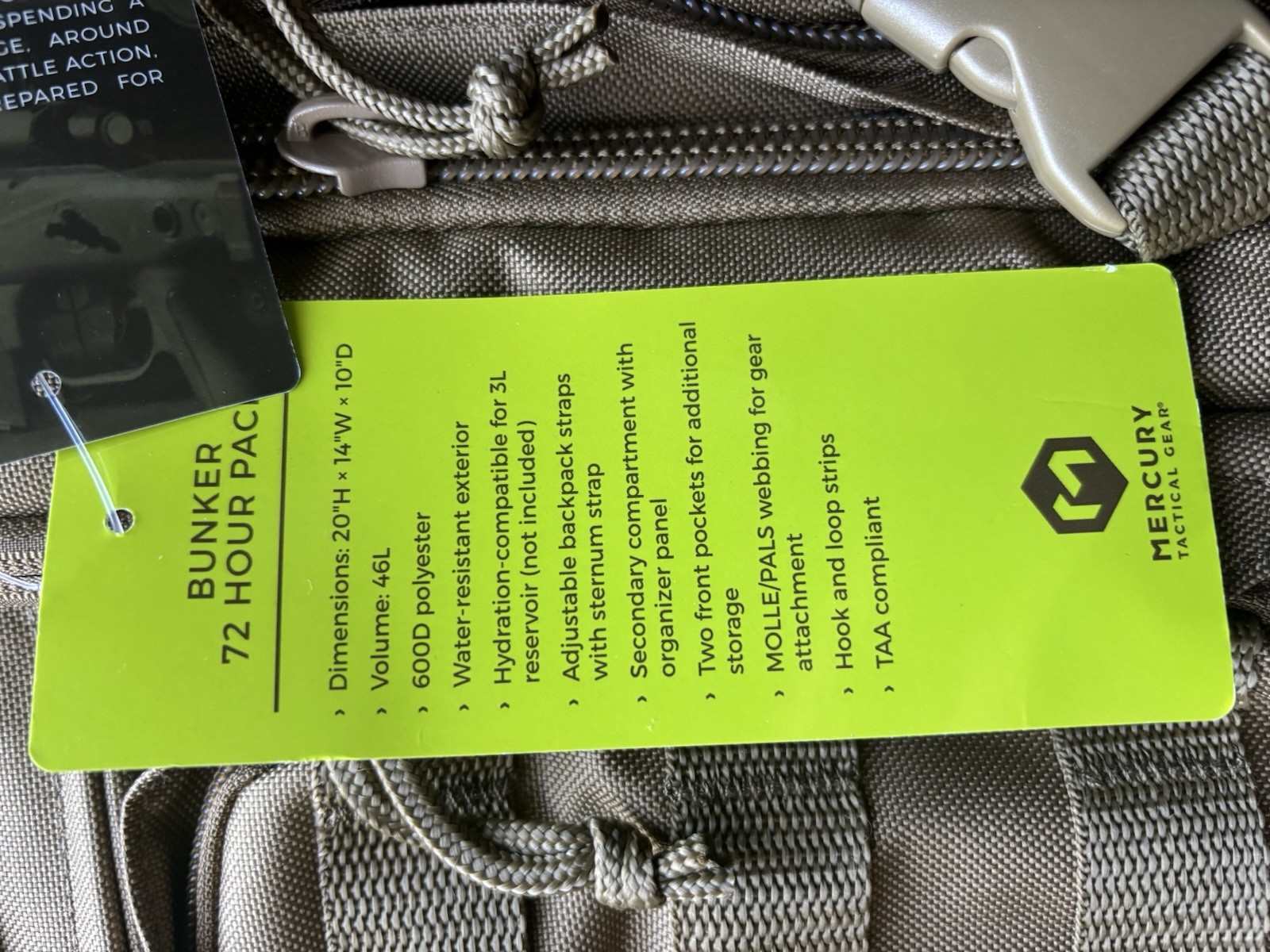 Mercury 72 Hour Bug Out Backpack Survival