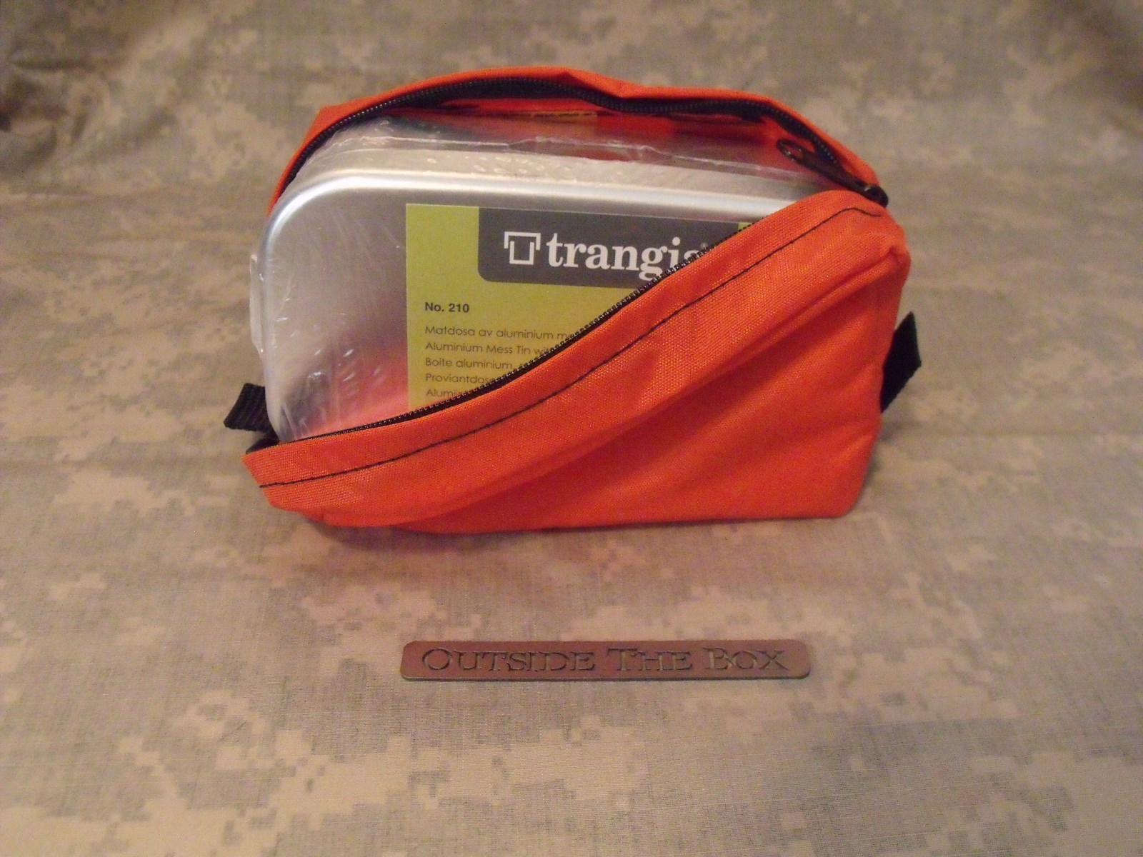 Emergency/Survival: Trangia #212 Aluminum Mess Kit Tin & Nylon Pouch, ORANGE