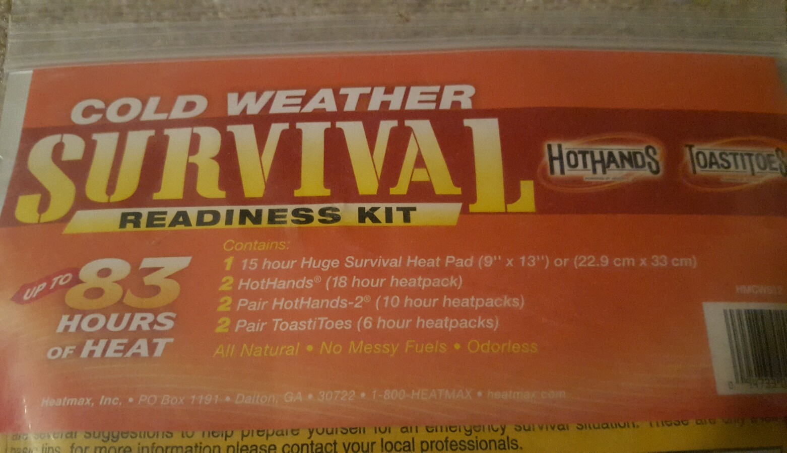 NEW HeatMax HotHands Cold Weather Survival Readiness Kit Heat Max Hot Hands