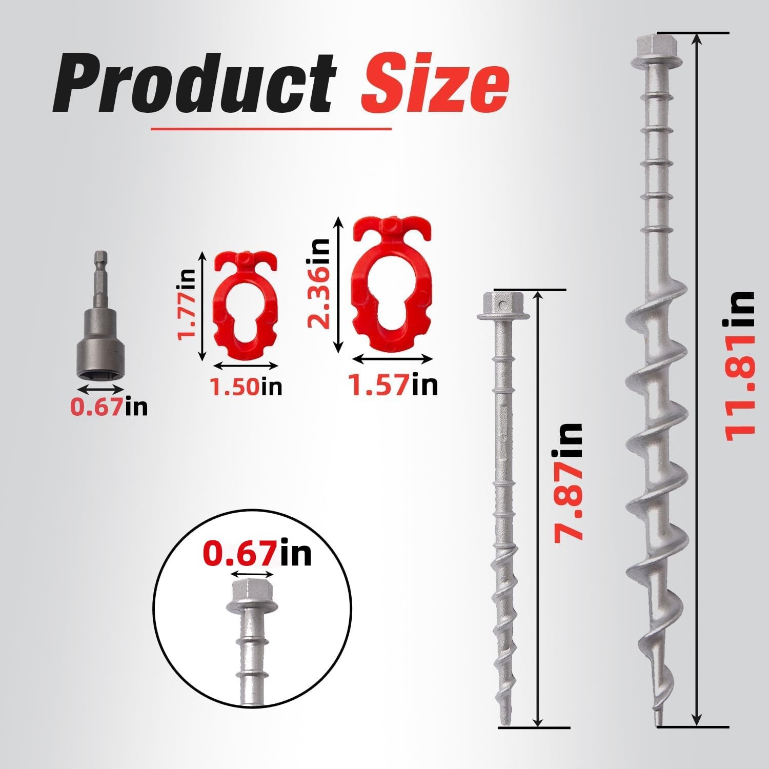 GarfatolRv 12 Pcs Aluminum Ground Anchors, Non-Rust Cast 6B+6M, Silver,red