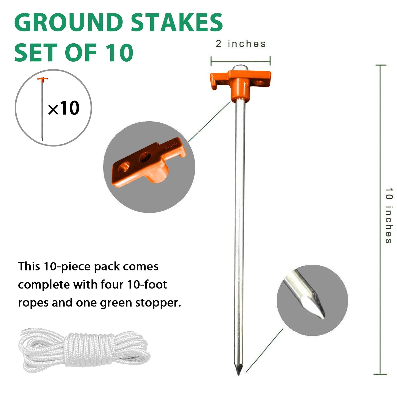 Eurmax USA Galvanized Non-Rust Camping Family Tent Pop Up Stakes orange