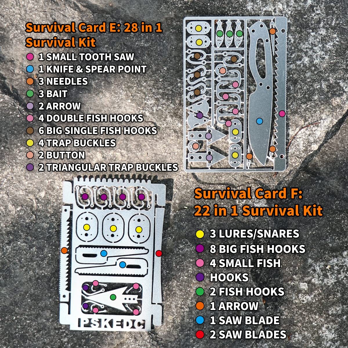 Survival Multitool Card Emergency Camping Tool EDC Kit in Your Way 12 Pcs