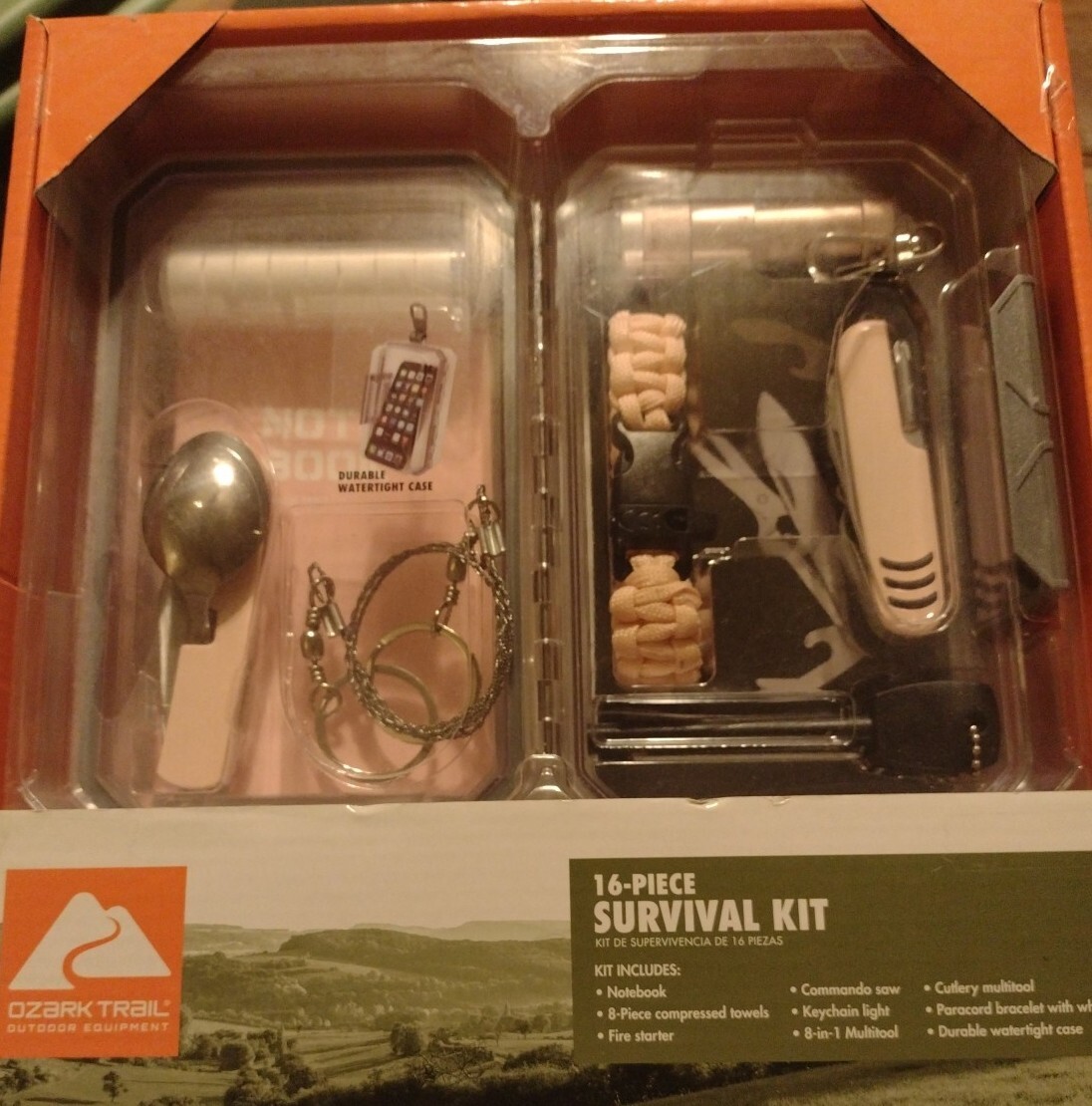 OZARK TRAIL 16 PIECE SURVIVAL KIT PINK FIRE STARTER COMMANDO SAW MORE NEW