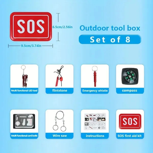 8 Item Emergency Survival Kit, Flint, Essential For The Home, Essential For The
